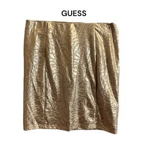 GUESS Mini Skirt Women’s Size 0 Metallic Textured Stretch Zip Back Lined